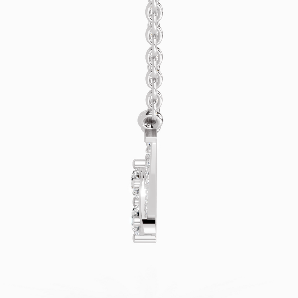 0.58 Carat Round Double Row Pendant Necklace 14K - White Gold