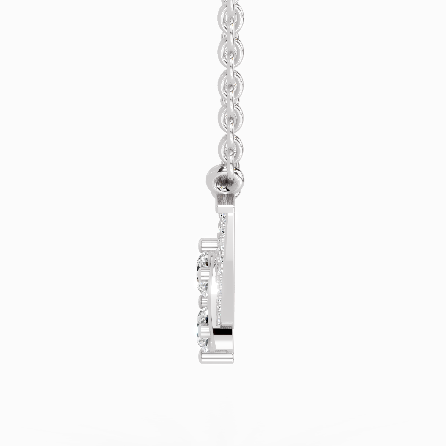 0.58 Carat Round Double Row Pendant Necklace 14K - White Gold