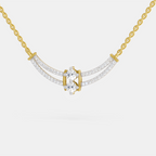 0.58 Carat Round Double Row Pendant Necklace 14K