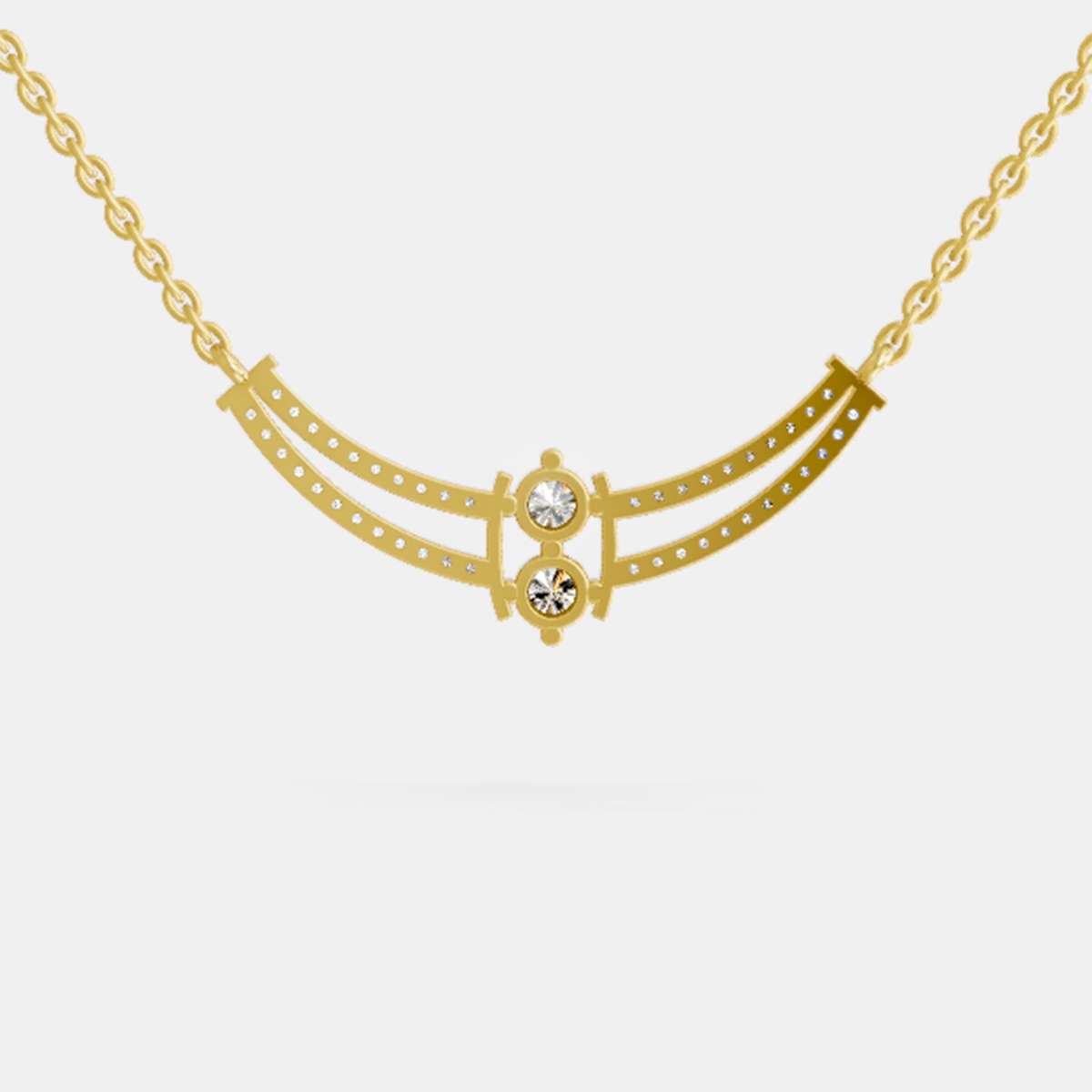 0.58 Carat Round Double Row Pendant Necklace 14K