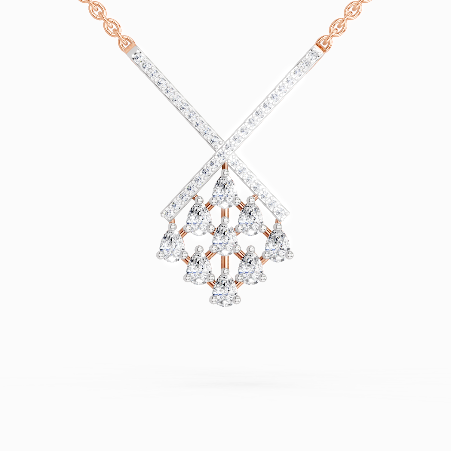 0.94 Carat Pear Fashion Pendant Necklace 14K - Rose Gold
