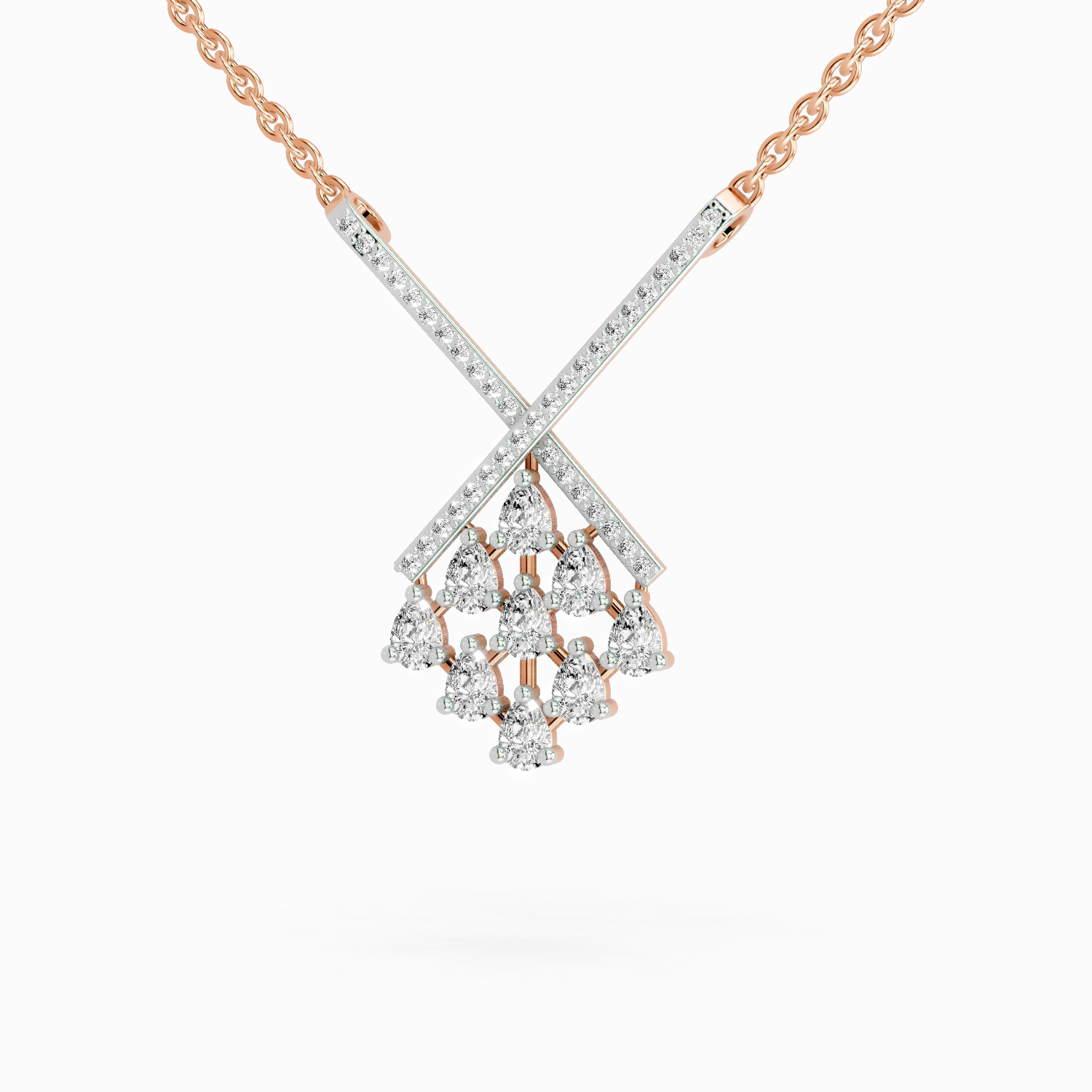0.94 Carat Pear Fashion Pendant Necklace 14K - Rose Gold