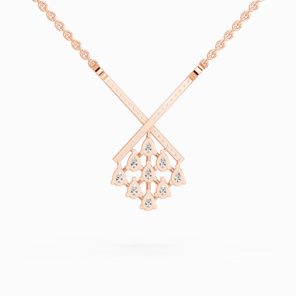 0.94 Carat Pear Fashion Pendant Necklace 14K - Rose Gold