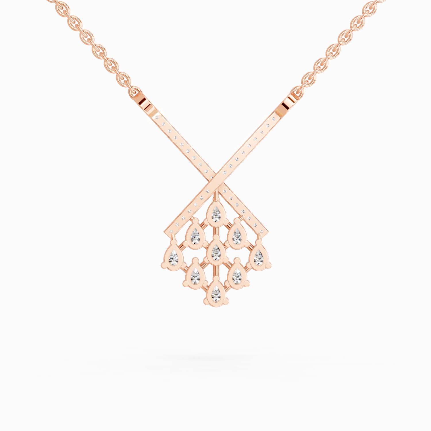 0.94 Carat Pear Fashion Pendant Necklace 14K - Rose Gold