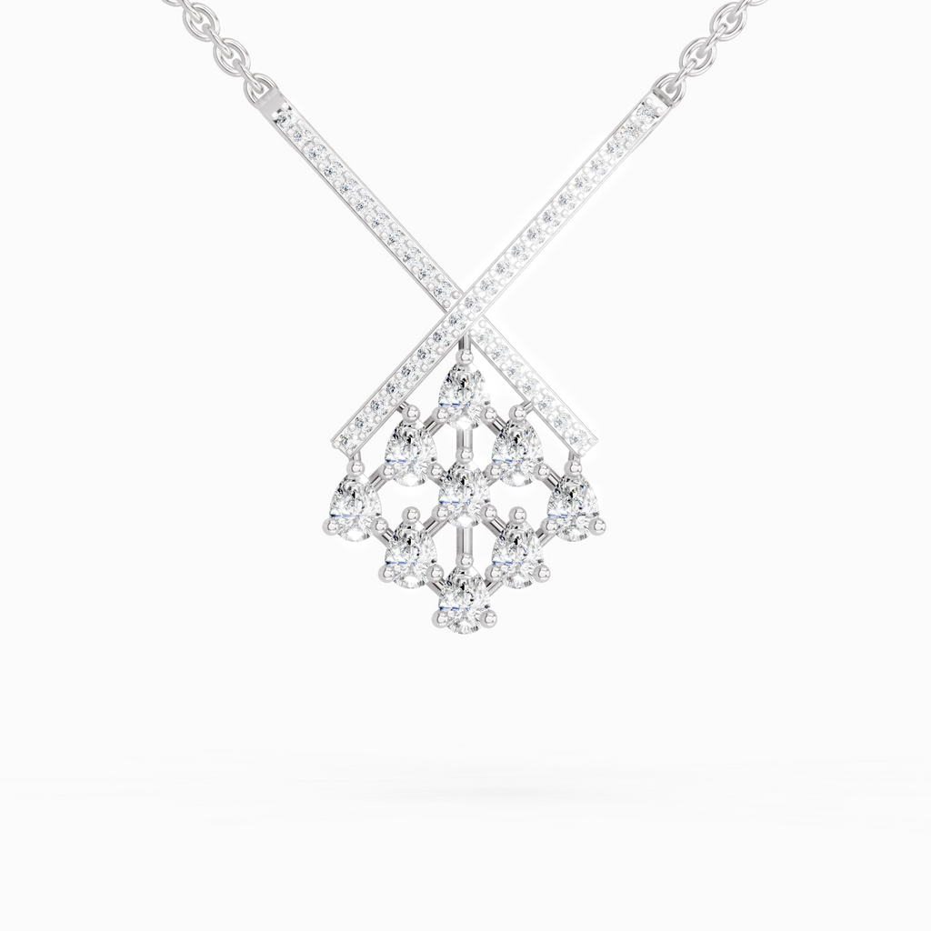 0.94 Carat Pear Fashion Pendant Necklace 14K - White Gold