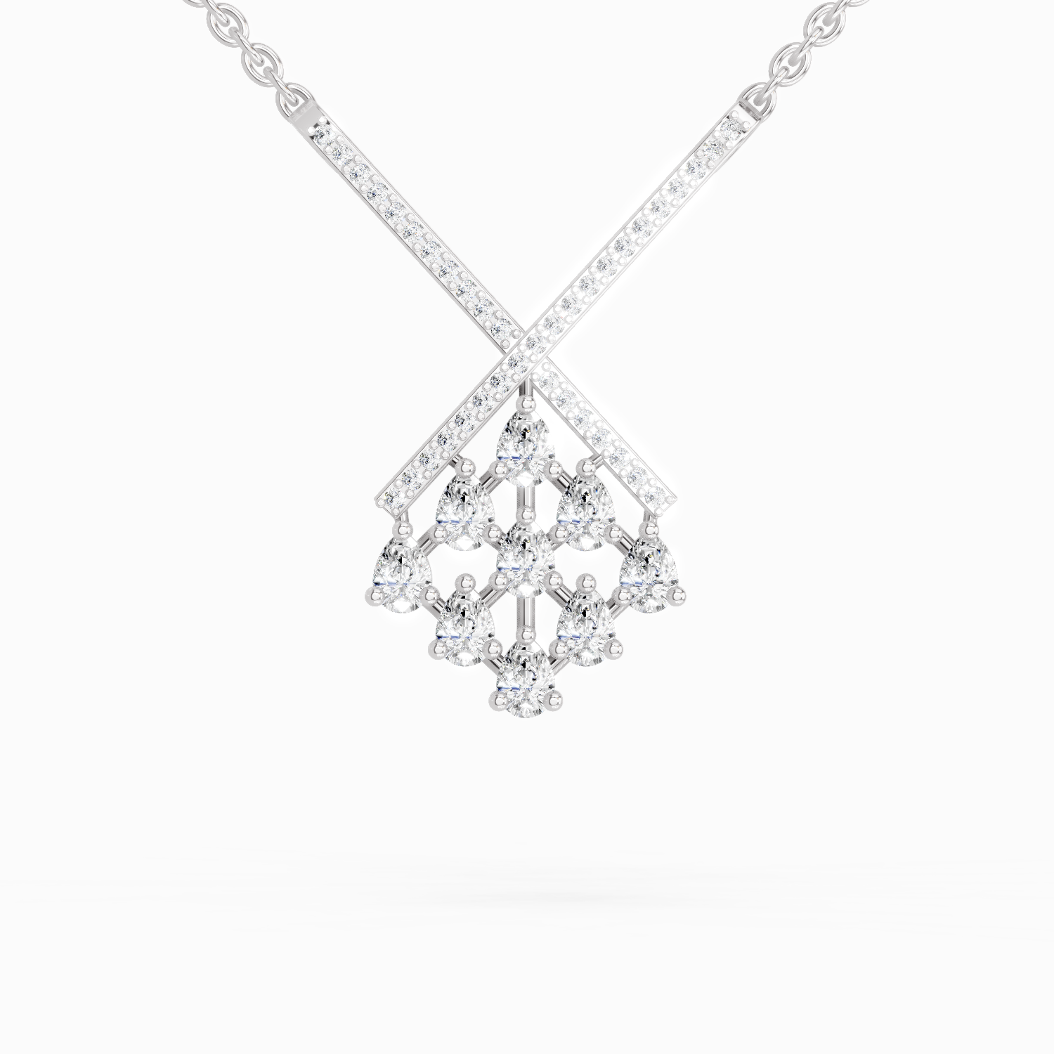 0.94 Carat Pear Fashion Pendant Necklace 14K - White Gold