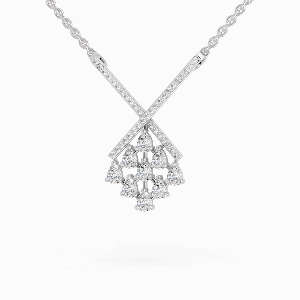 0.94 Carat Pear Fashion Pendant Necklace 14K - White Gold