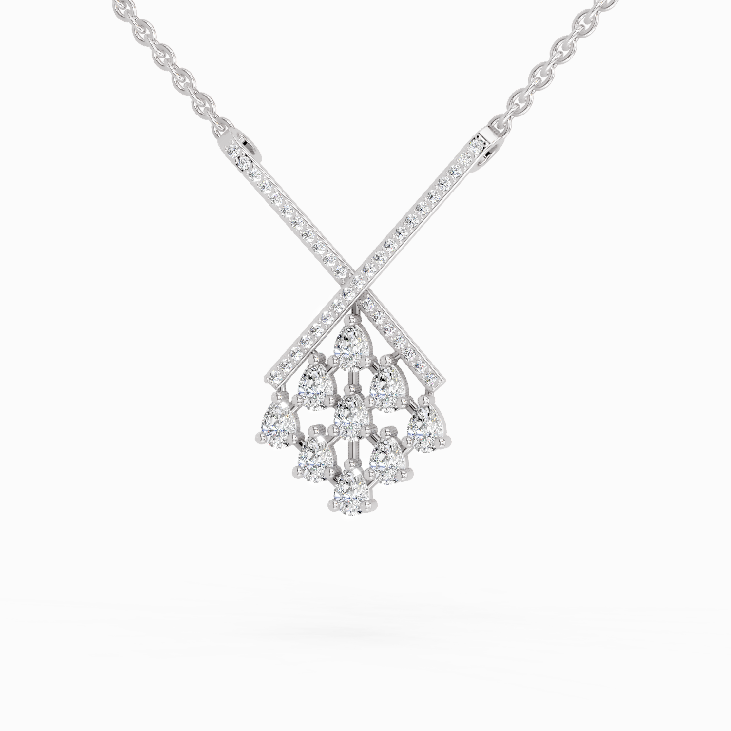 0.94 Carat Pear Fashion Pendant Necklace 14K - White Gold