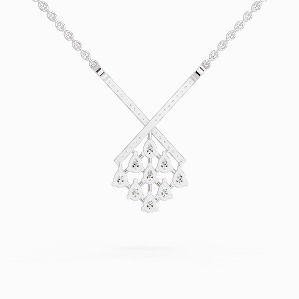 0.94 Carat Pear Fashion Pendant Necklace 14K - White Gold