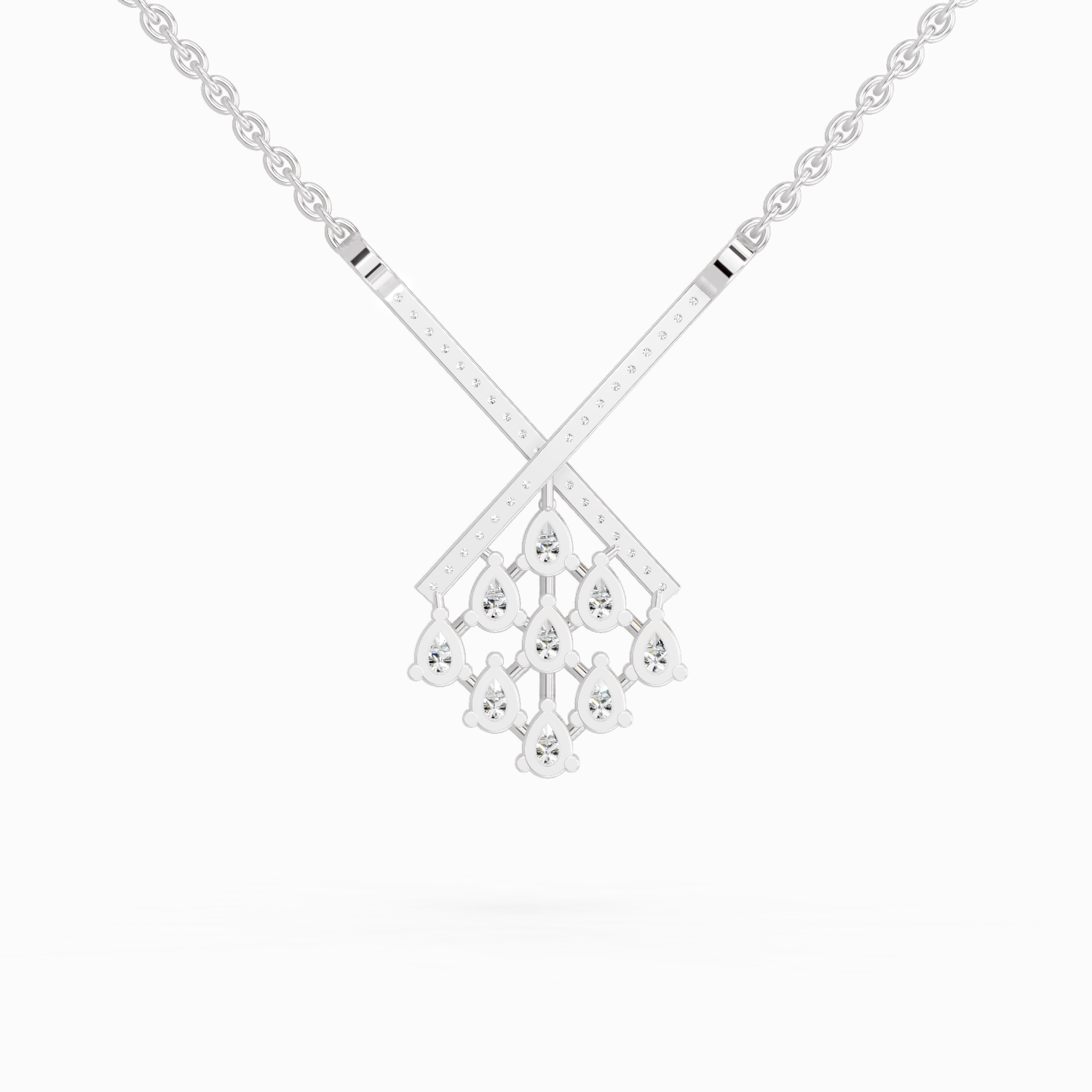 0.94 Carat Pear Fashion Pendant Necklace 14K - White Gold