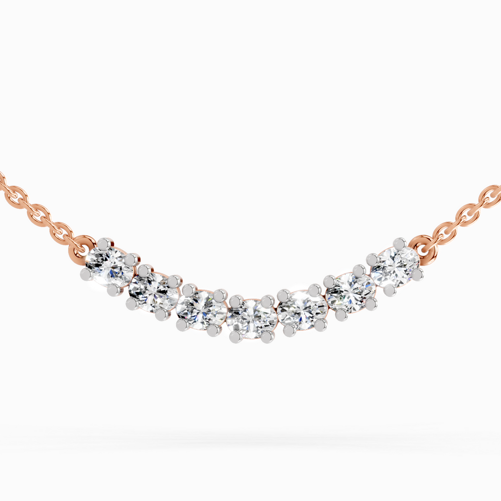 1.26 Carat Oval Bar Necklace 14K - Rose Gold