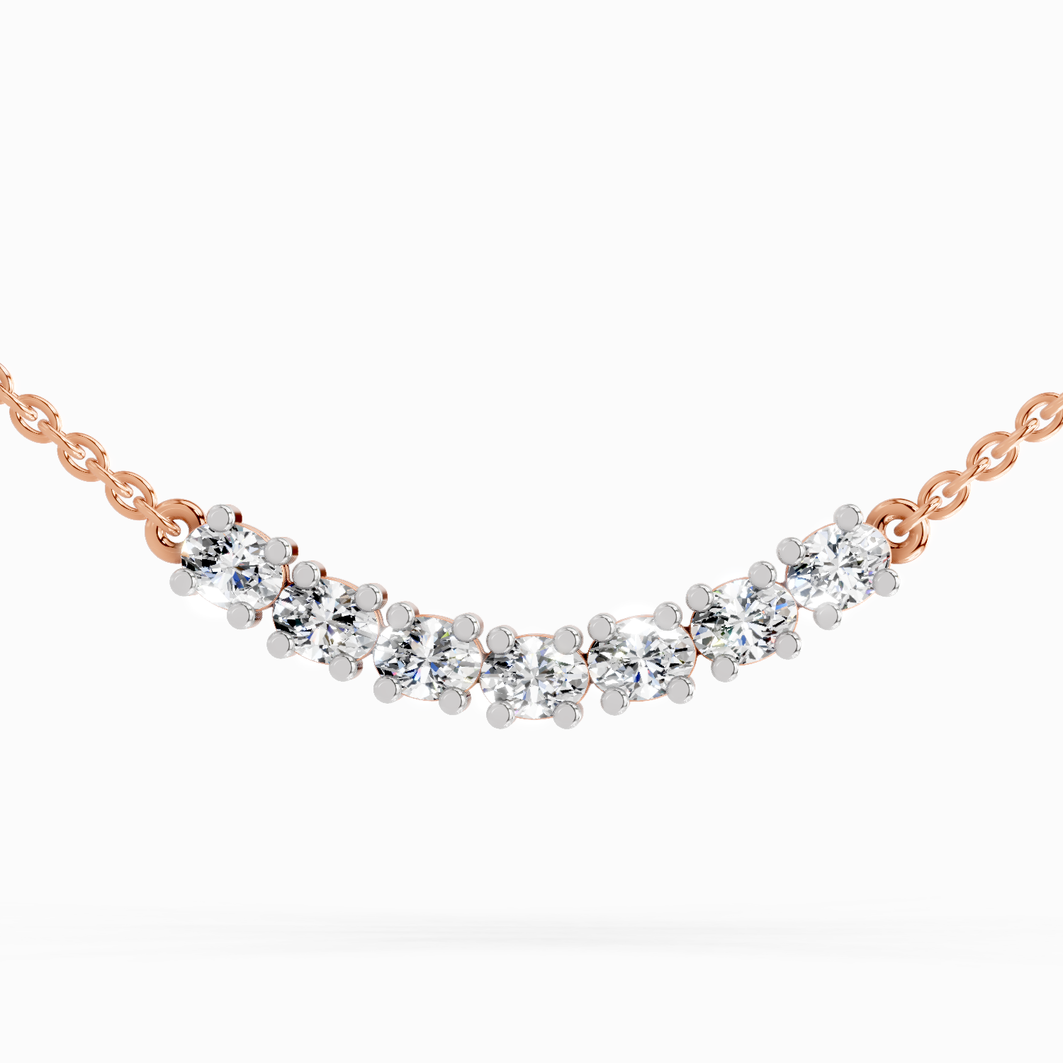1.26 Carat Oval Bar Necklace 14K - Rose Gold