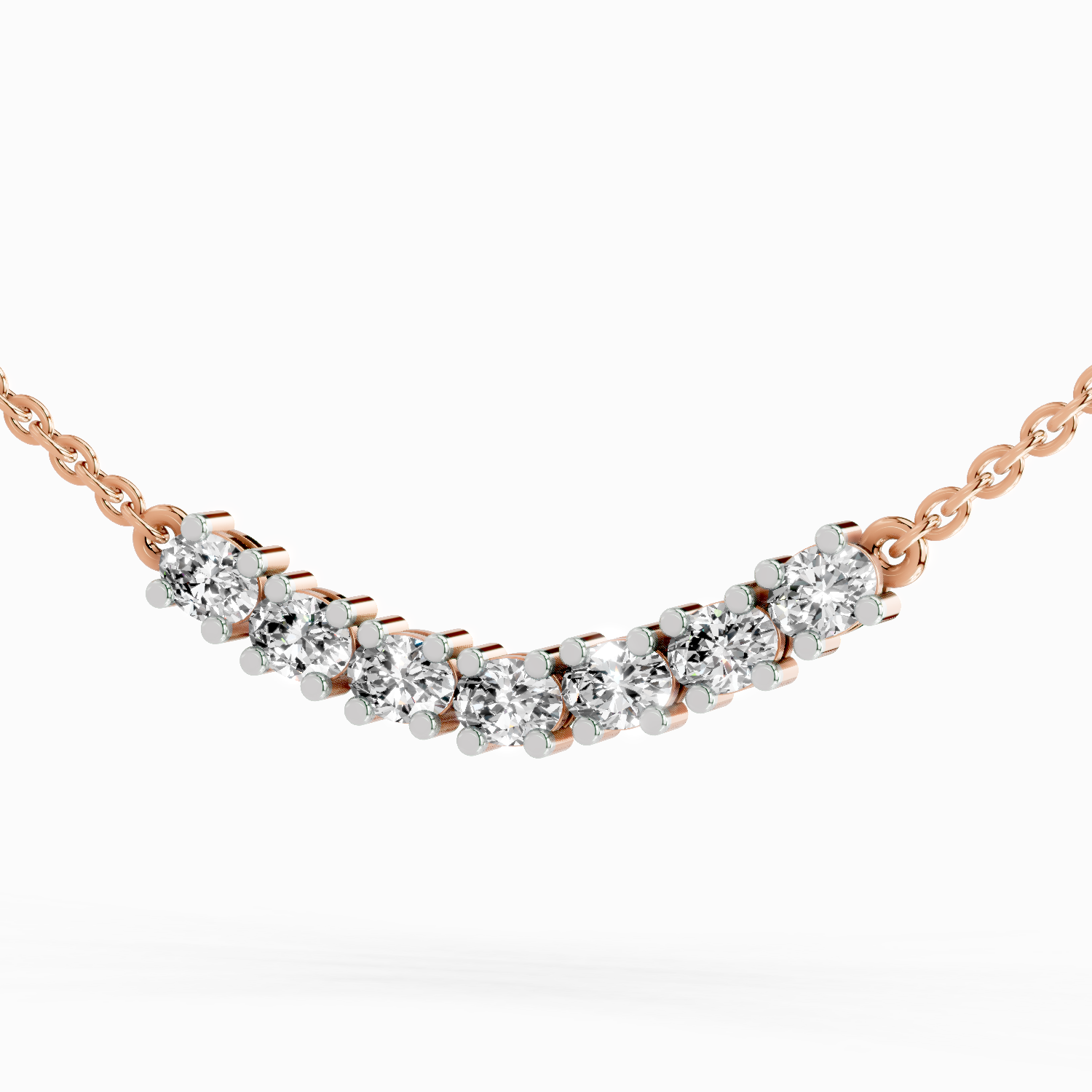 1.26 Carat Oval Bar Necklace 14K - Rose Gold