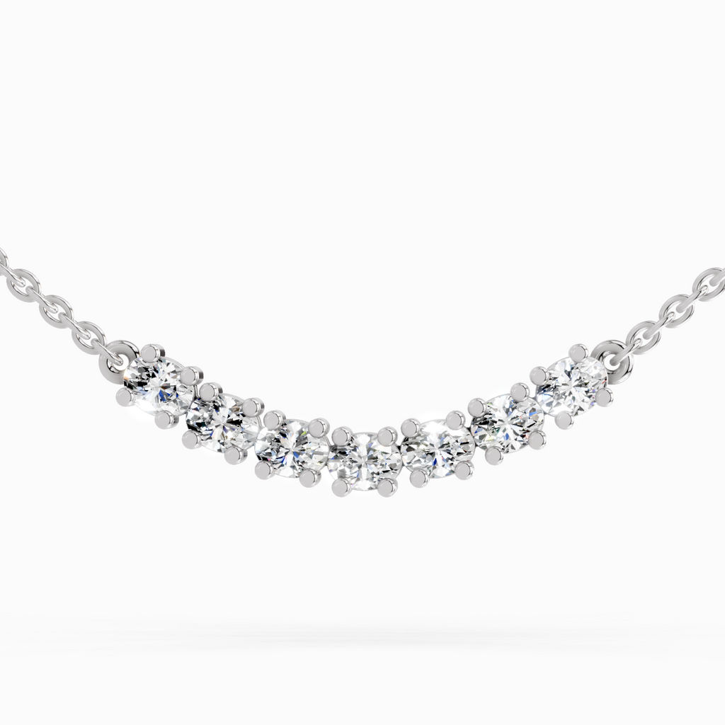 1.26 Carat Oval Bar Necklace 14K - White Gold