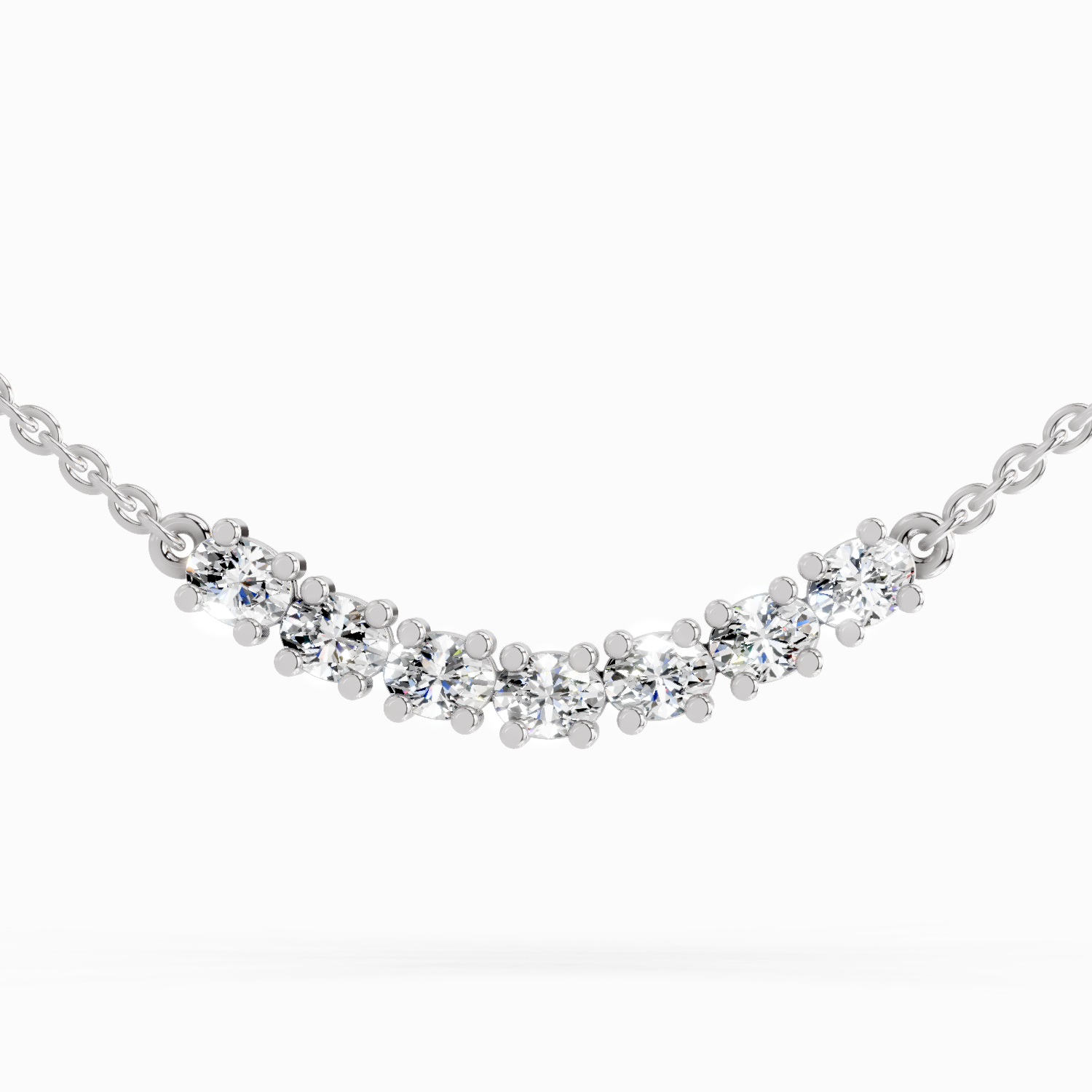 1.26 Carat Oval Bar Necklace 14K - White Gold