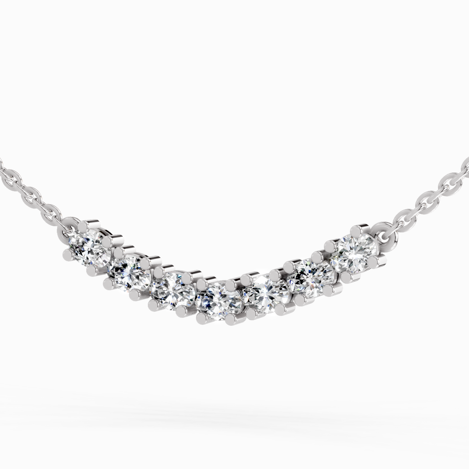 1.26 Carat Oval Bar Necklace 14K - White Gold
