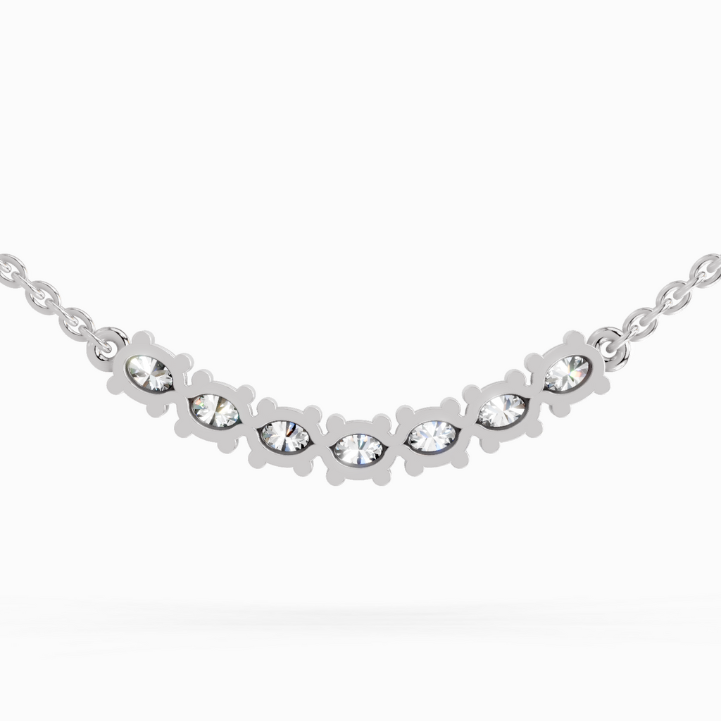 1.26 Carat Oval Bar Necklace 14K - White Gold