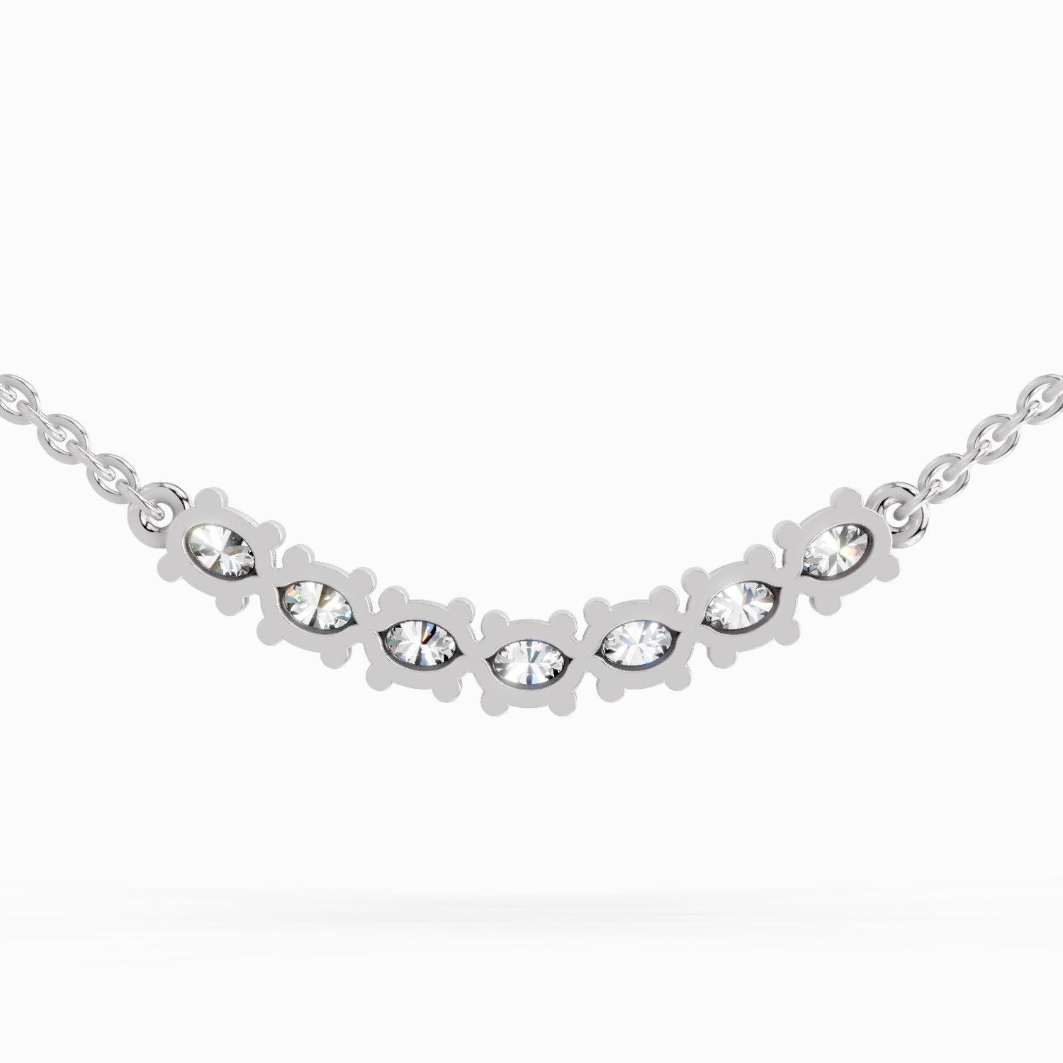 1.26 Carat Oval Bar Necklace 14K - White Gold