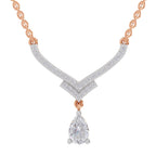 0.99 Carat Pear V-Shape Diamond Necklace with Drop 14K - Rose Gold