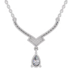 0.99 Carat Pear V-Shape Diamond Necklace with Drop 14K - White Gold