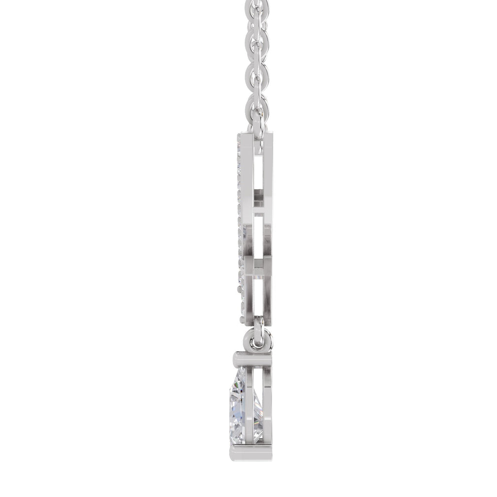 0.99 Carat Pear V-Shape Diamond Necklace with Drop 14K - White Gold