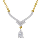 0.99 Carat Pear V-Shape Diamond Necklace with Drop 14K