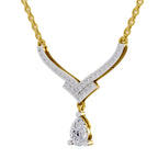 0.99 Carat Pear V-Shape Diamond Necklace with Drop 14K