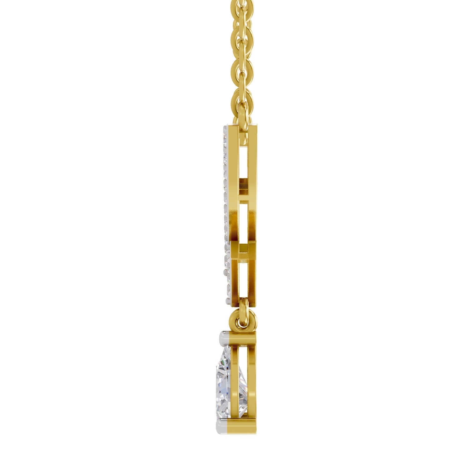 0.99 Carat Pear V-Shape Diamond Necklace with Drop 14K