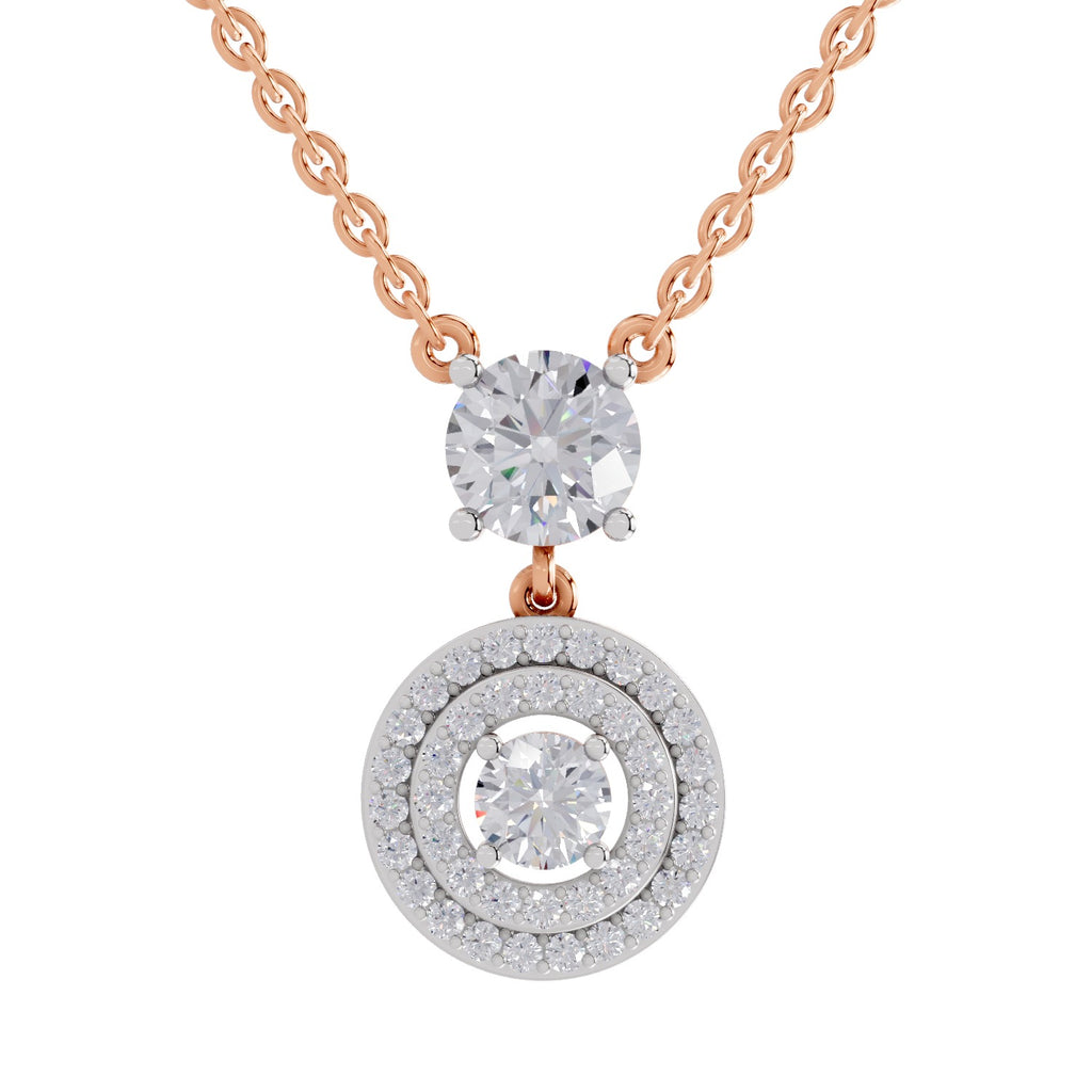 1.71 Carat Halo Diamond Drop Necklace 14K - Rose Gold
