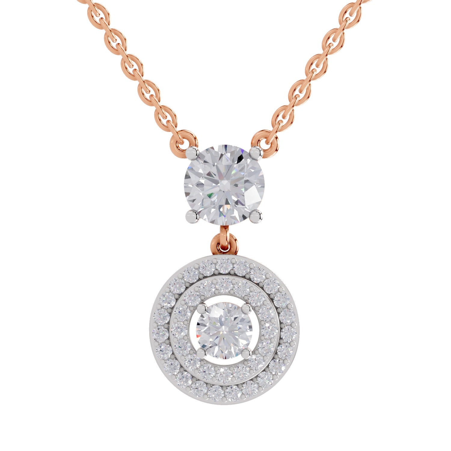 1.71 Carat Halo Diamond Drop Necklace 14K - Rose Gold