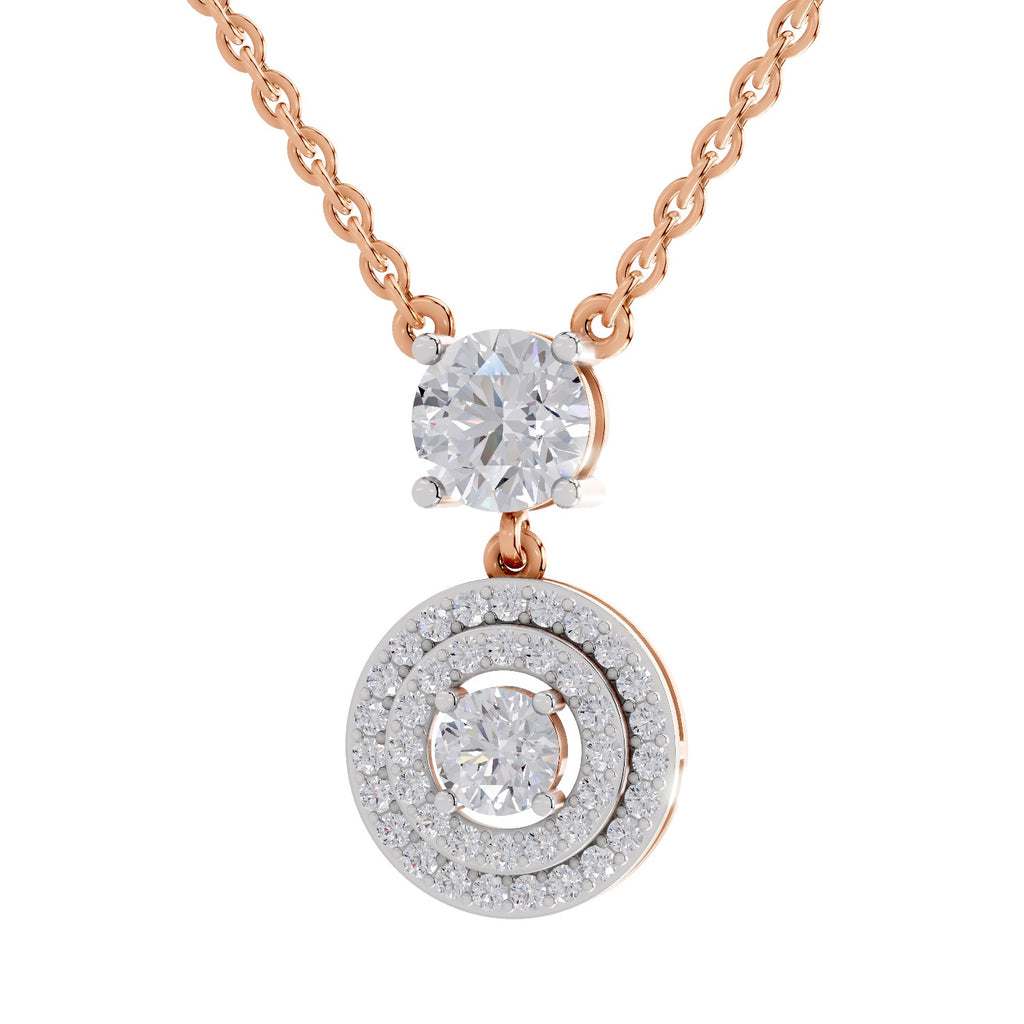 1.71 Carat Halo Diamond Drop Necklace 14K - Rose Gold