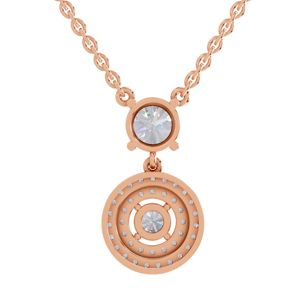 1.71 Carat Halo Diamond Drop Necklace 14K - Rose Gold