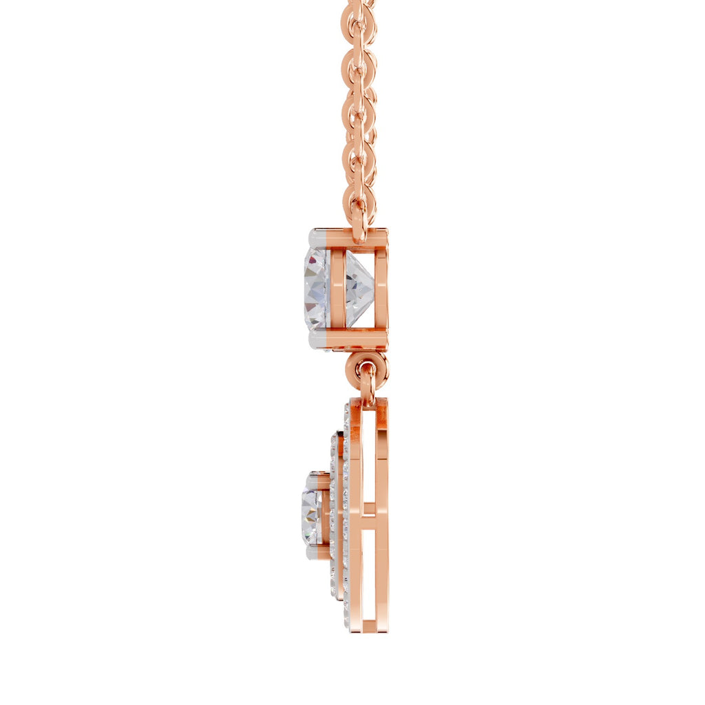 1.71 Carat Halo Diamond Drop Necklace 14K - Rose Gold