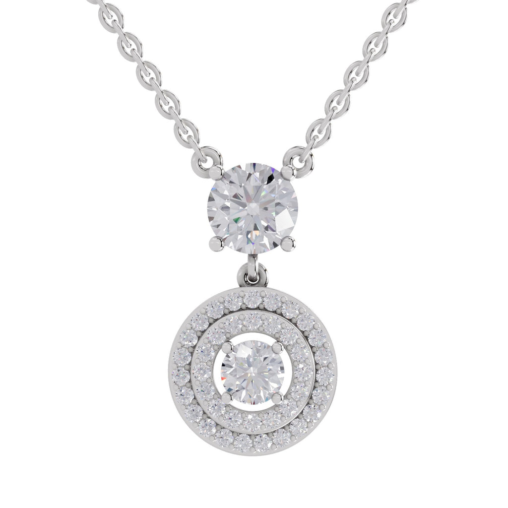 1.71 Carat Halo Diamond Drop Necklace 14K - White Gold