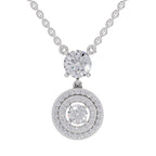 1.71 Carat Halo Diamond Drop Necklace 14K - White Gold