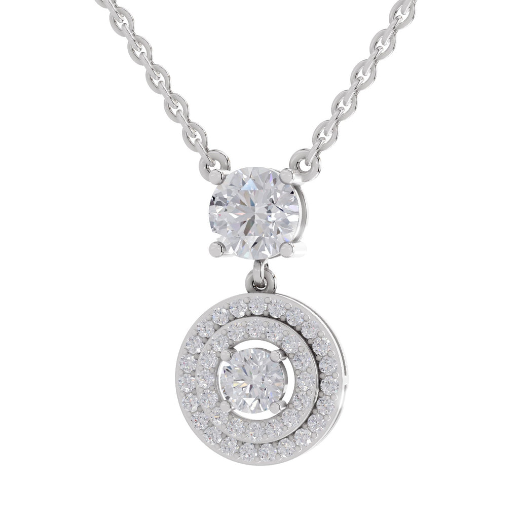1.71 Carat Halo Diamond Drop Necklace 14K - White Gold