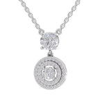 1.71 Carat Halo Diamond Drop Necklace 14K - White Gold