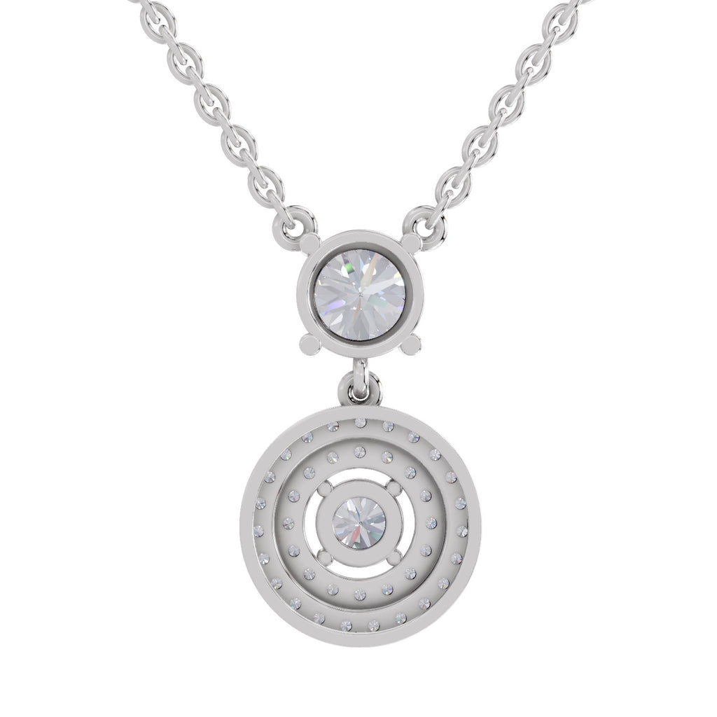 1.71 Carat Halo Diamond Drop Necklace 14K - White Gold