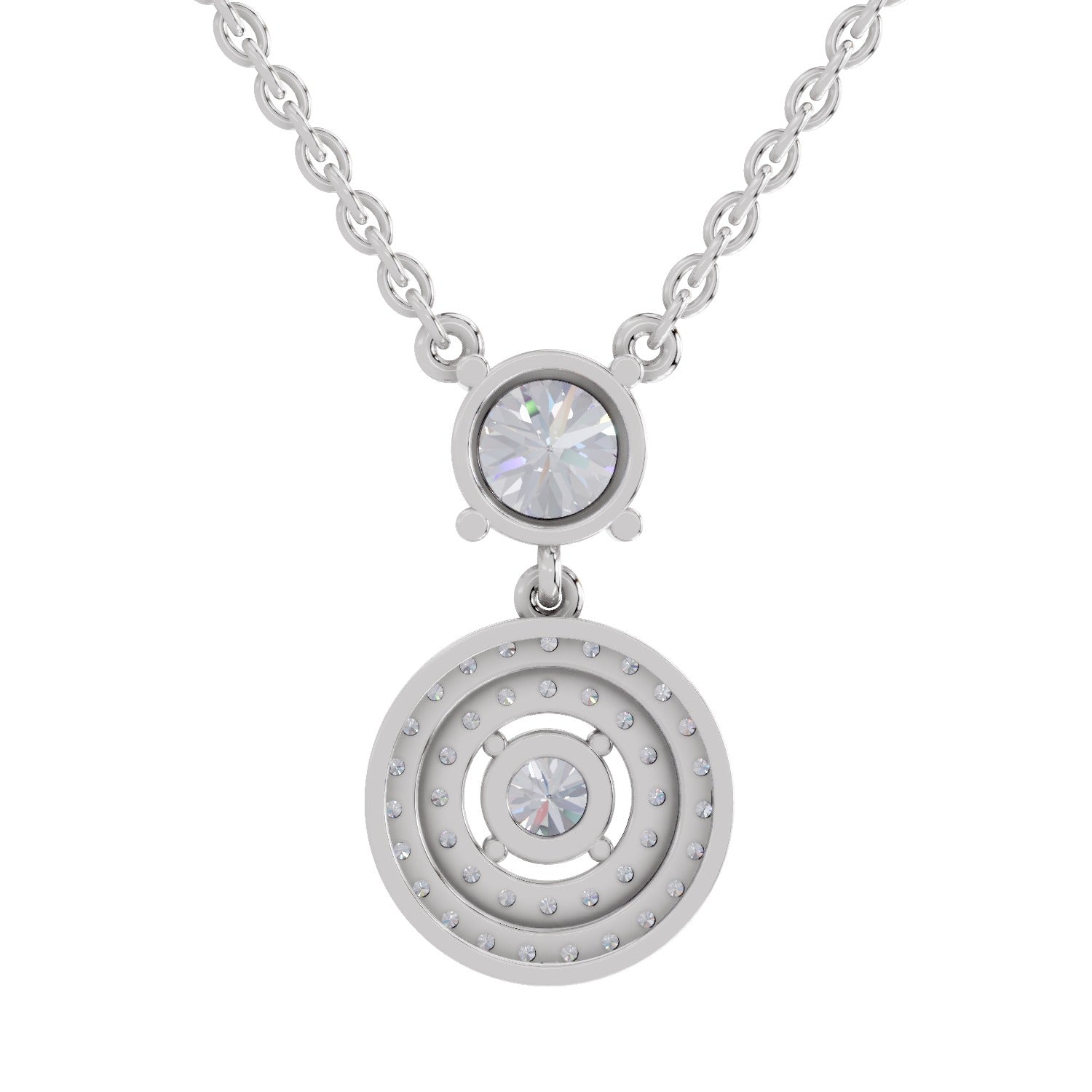 1.71 Carat Halo Diamond Drop Necklace 14K - White Gold