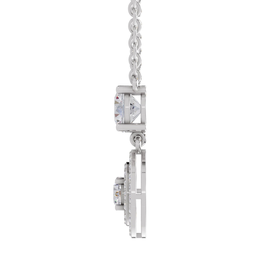 1.71 Carat Halo Diamond Drop Necklace 14K - White Gold