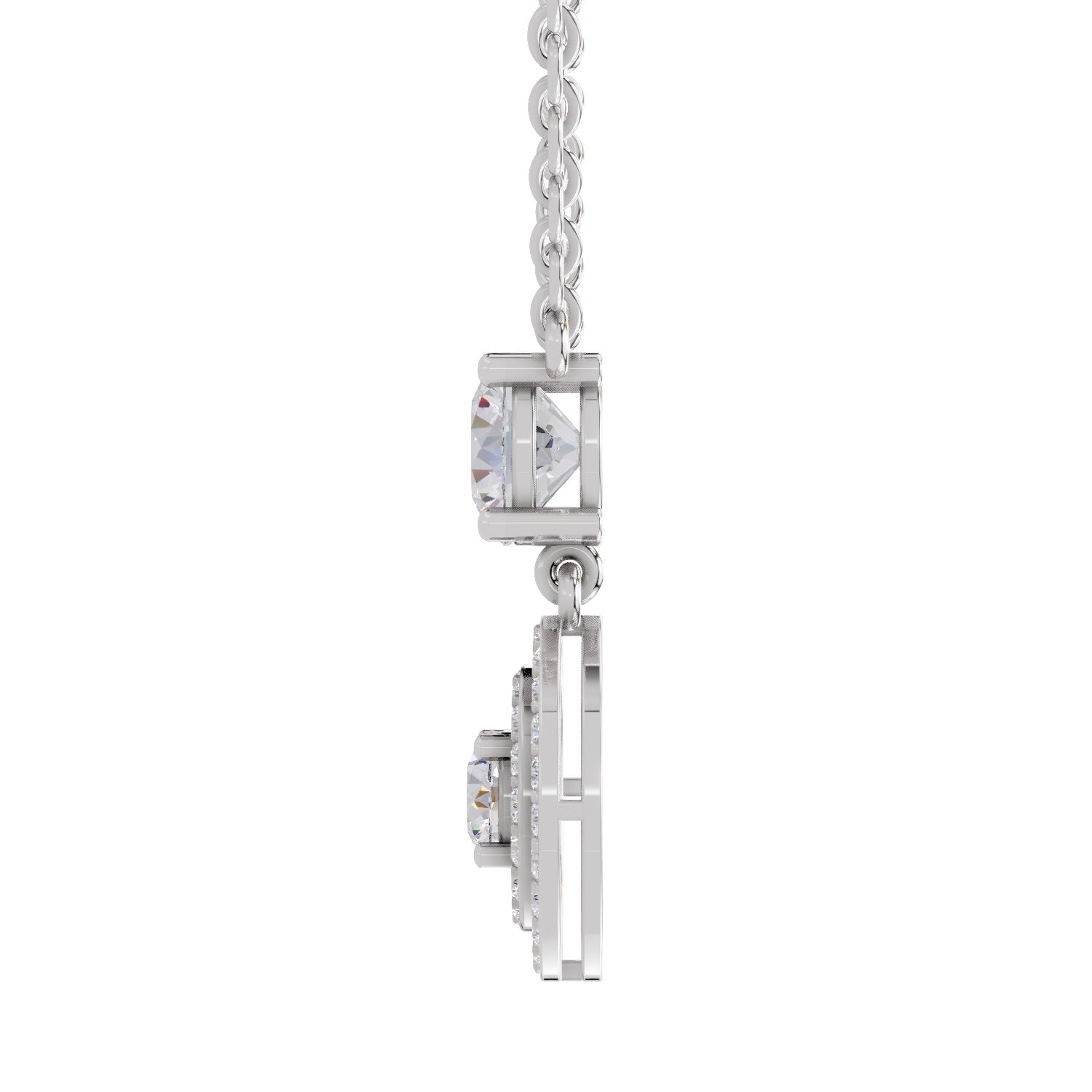 1.71 Carat Halo Diamond Drop Necklace 14K - White Gold
