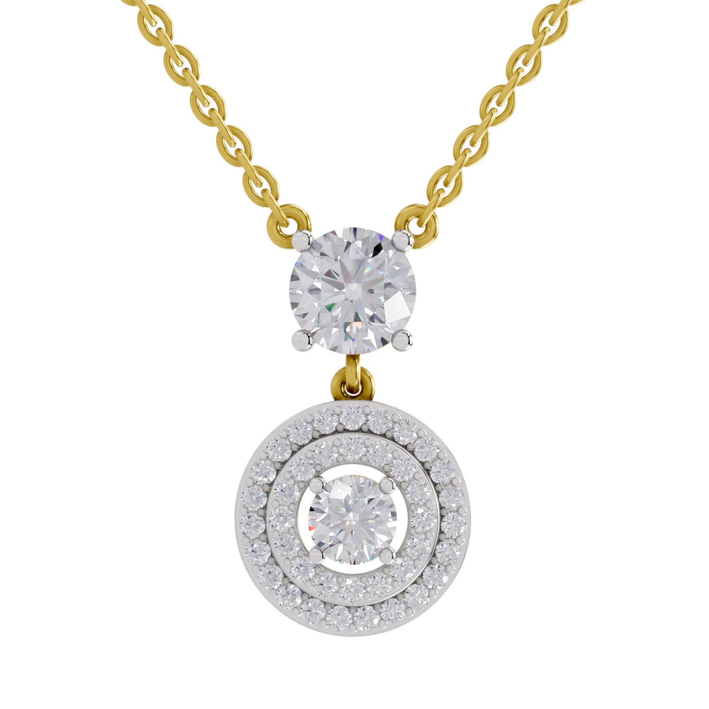 1.71 Carat Halo Diamond Drop Necklace 14K