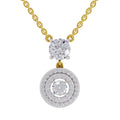 1.71 Carat Halo Diamond Drop Necklace 14K