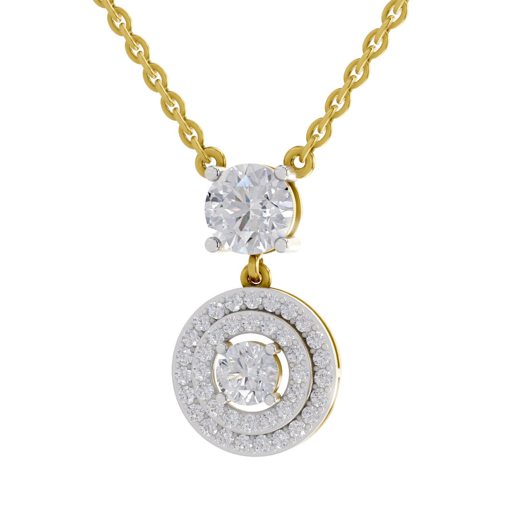 1.71 Carat Halo Diamond Drop Necklace 14K
