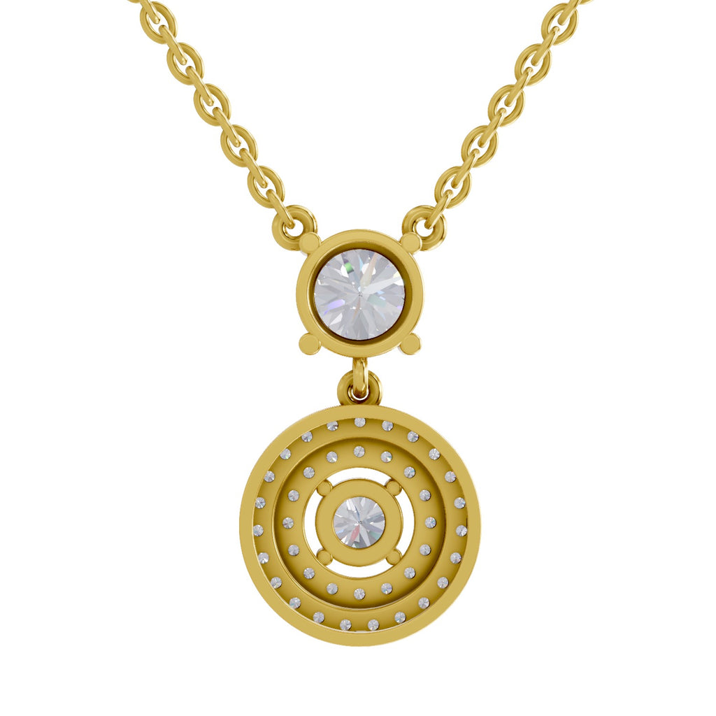 1.71 Carat Halo Diamond Drop Necklace 14K