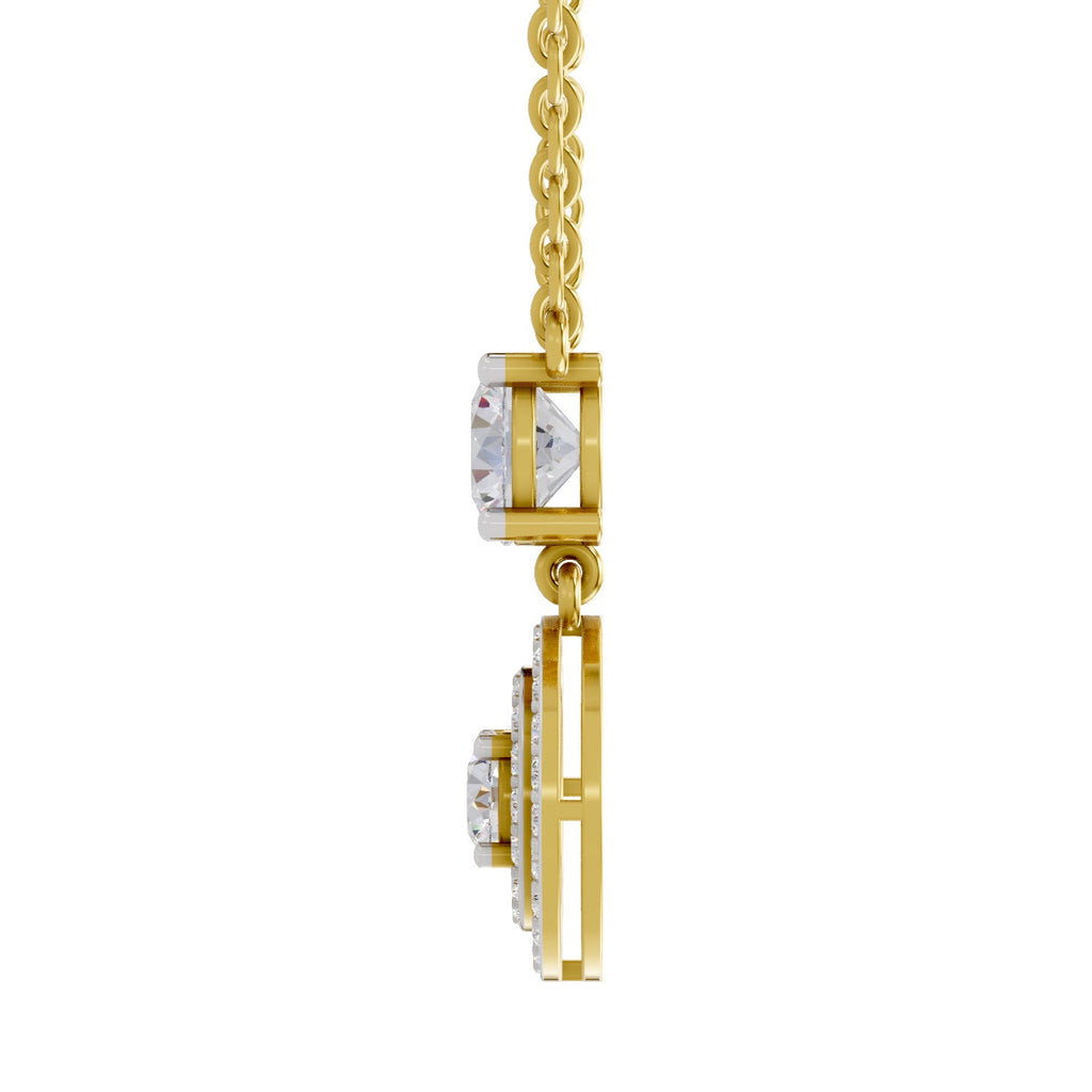 1.71 Carat Halo Diamond Drop Necklace 14K