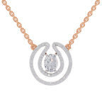 1.03 Carat Oval Halo Diamond Necklace 14K - Rose Gold