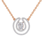 1.03 Carat Oval Halo Diamond Necklace 14K - Rose Gold