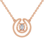 1.03 Carat Oval Halo Diamond Necklace 14K - Rose Gold