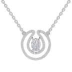 1.03 Carat Oval Halo Diamond Necklace 14K - White Gold